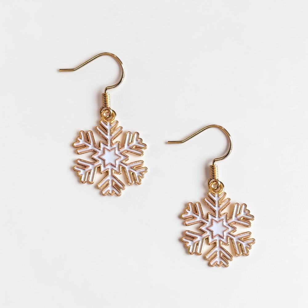 Gold Snowflake Dangle Earrings